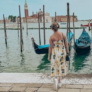 Portifino Lemon Two Piece Floral Crop Top Maxi Skirt Set 2 Piece